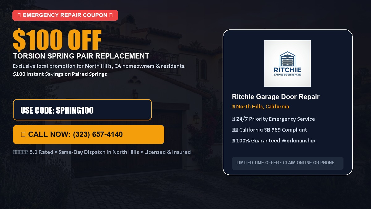 $100 OFF Heavy-Duty Torsion Spring Pair Replacement in North Hills, CA