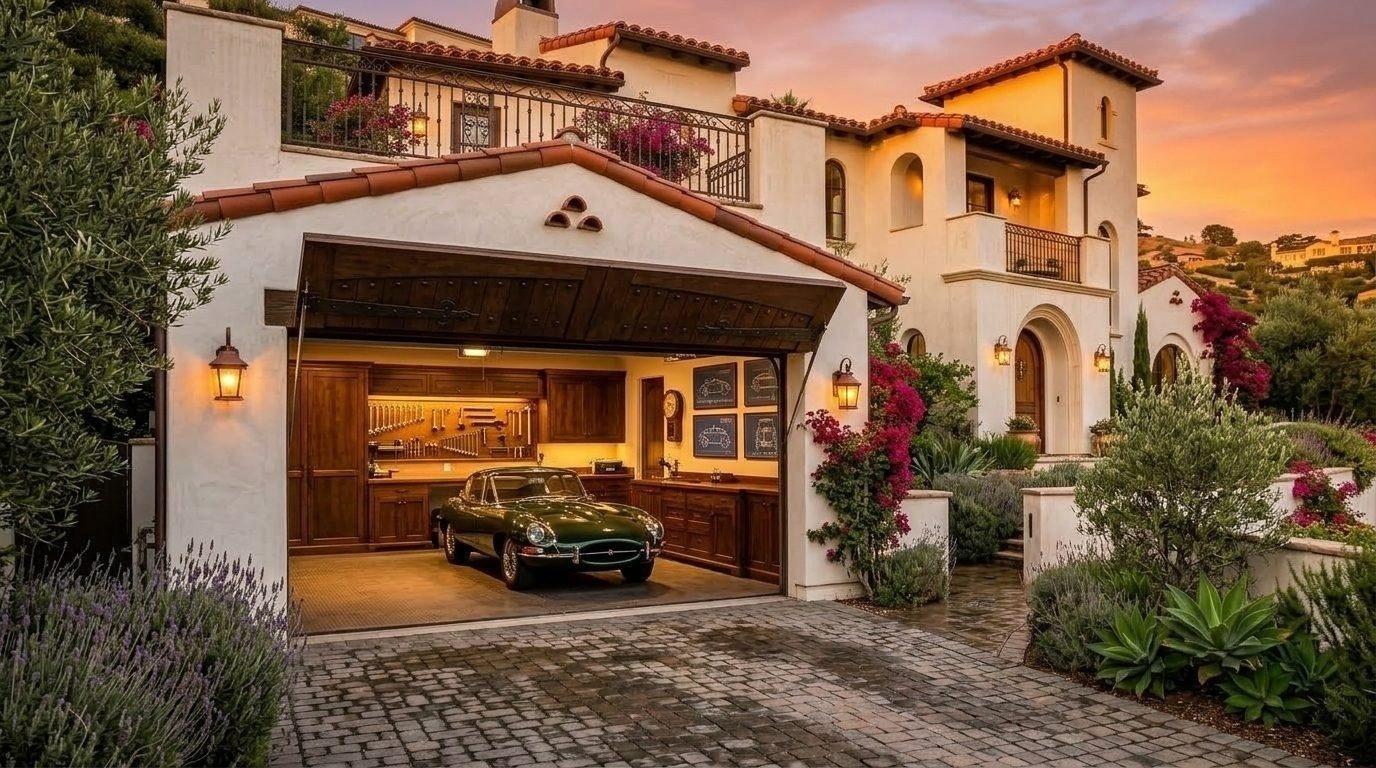 Ritchie Garage Door Repairs Overhead Garage Door Gliding Open in North Hills, CA